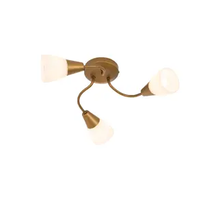 Produkt Klasické stropní bodové svítidlo zlaté s matným sklem kulaté 3-světelné - Madi