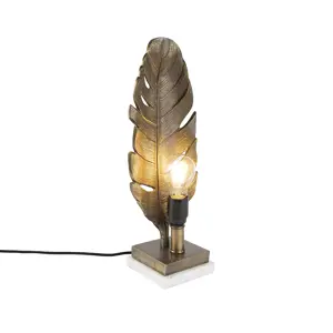 Produkt Art deco stolní lampa bronzová s mramorovou základnou - Leaf