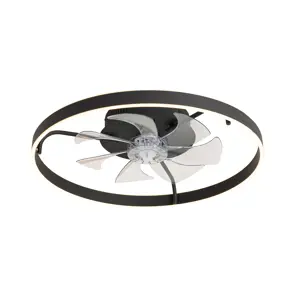 Černý stropní ventilátor 70 cm vč. LED s dálkovým ovládáním - Maddy