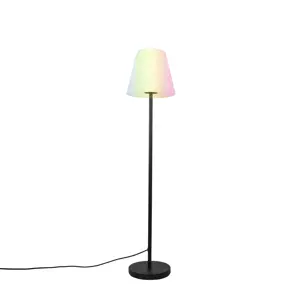 Chytrá stojací lampa černá s bílým stínidlem 35 cm IP65 vč