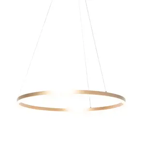 Designová prstenová závěsná lampa zlatá 80 cm včetně LED a stmívače - Anello