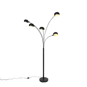 Designová stojací lampa, černá, 5 světel, šedesátá léta