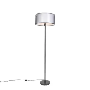 Designová stojací lampa černá s černo-bílým odstínem 47 cm - Simplo