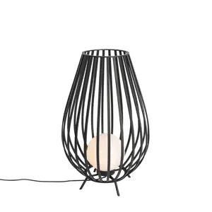 Designová stojací lampa černá s opálem 70 cm IP44 - Angela