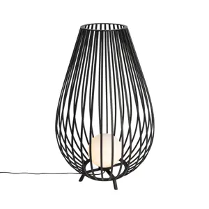 Designová stojací lampa černá sopalovým sklem 110 cm IP44 - Angela