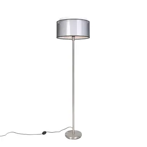 Designová stojací lampa z oceli s černo-bílým odstínem 47 cm - Simplo