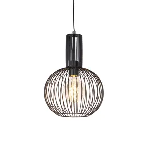 Designová závěsná lampa černá - Wire Whisk