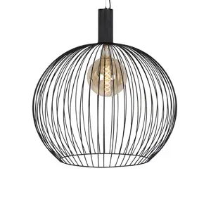 Designová závěsná lampa kulatá černá 70 cm - Wire Dos