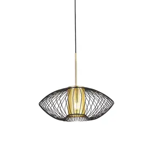 Designová závěsná lampa zlatá s černou 50 cm - Dobrado