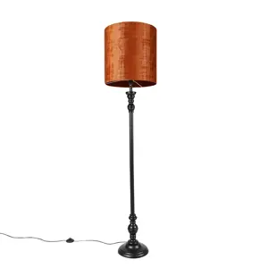 Klasická stojací lampa černá s červeným stínidlem 40 cm - Classico