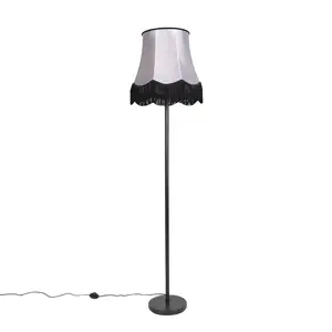 Klasická stojací lampa černá s odstínem šedé Granny B - Simplo