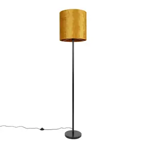 Klasická stojací lampa černý odstín zlatá 40 cm - Simplo