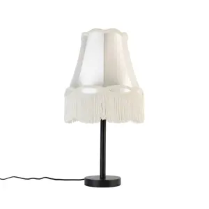 Produkt Klasická stolní lampa černá s odstínem babička krémová 30 cm - Simplo