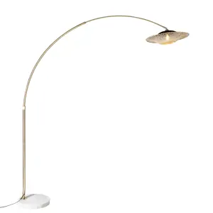 Moderní oblouková lampa bílá orientální stínidlo s bambusem 50 cm - XXL Rina