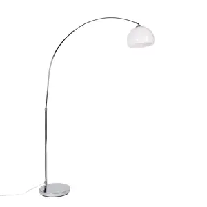 Moderní oblouková lampa chrom s bílým stínidlem - Arc Basic