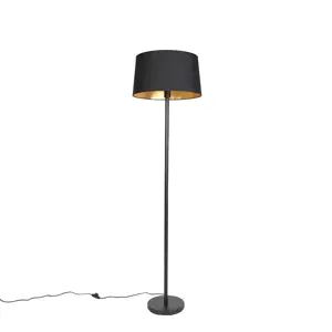 Moderní stojací lampa černá s černým odstínem 45 cm - Simplo