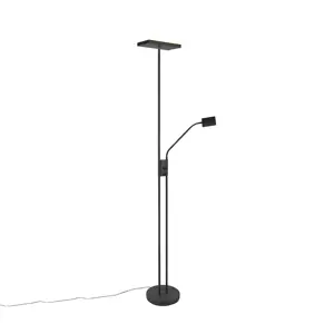 Moderní stojací lampa s lampou na čtení hranatá černá - Jazzy