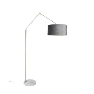 Moderní stojací lampa zlaté sametové odstín šedé 50 cm - Redakce