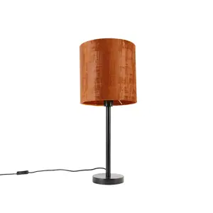 Moderní stolní lampa černá s červeným stínidlem 25 cm - Simplo