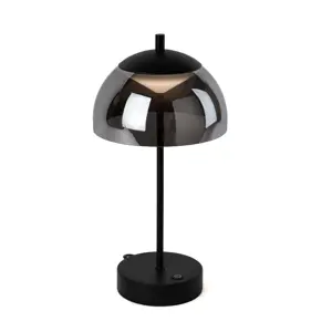 Moderní stolní lampa černá s kouřovým sklem vč. LED 3-stupňově stmívatelná - Djent