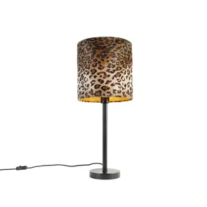 Produkt Moderní stolní lampa černá se stínidlem leopard 25 cm - Simplo