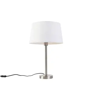 Moderní stolní lampa z oceli s bílým odstínem 32 cm - Simplo