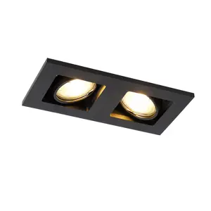 Obdélníkové zapuštěné bodové svítidlo 2-light black - Qure