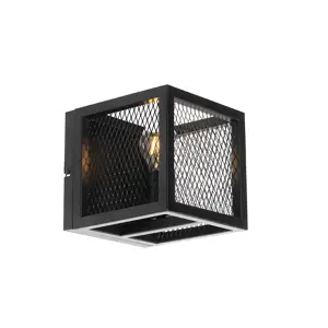 Průmyslová nástěnná lampa černá - Cage Mesh