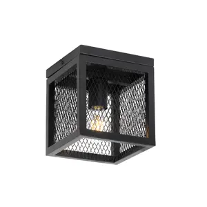 Průmyslová stropní lampa černá - Cage Mesh