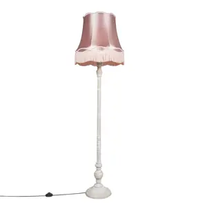 Retro stojací lampa šedá s růžovým odstínem Granny - Classico