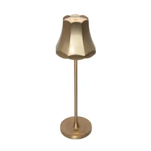 Retro stolní lampa růžové zlato dobíjecí IP44 - Granny