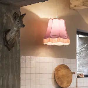 Retro závěsná lampa růžová 45 cm - babička