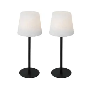 Sada 2 černých dobíjecích stolních lamp 40 cm IP54 - Jude