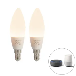 Sada 2 chytrých LED žárovek E14 B35 4,9W 470 lm 2200-4000K