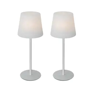 Sada 2 dobíjecích stolních lamp bílých 40 cm IP54 - Jude