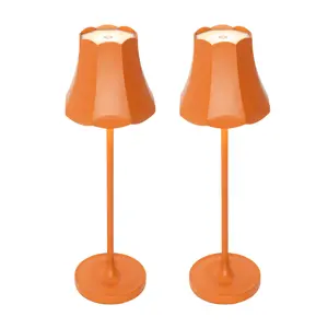 Sada 2 retro stolních lamp oranžových dobíjecích IP44 - Granny