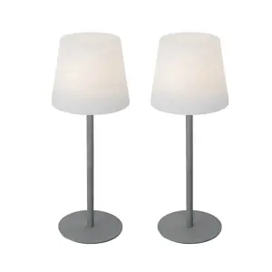 Sada 2 šedých dobíjecích stolních lamp 40 cm IP54 - Jude