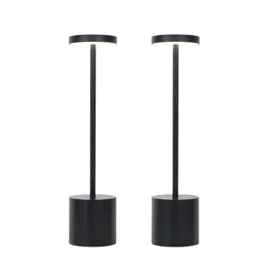 Set of 2 Outdoor Table Lamps Black Incl. LED and Dimmer Rechargeable - Dupont