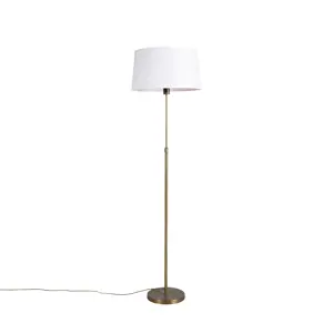 Stojací lampa bronzová s lněným stínidlem bílá nastavitelná 45 cm - Parte