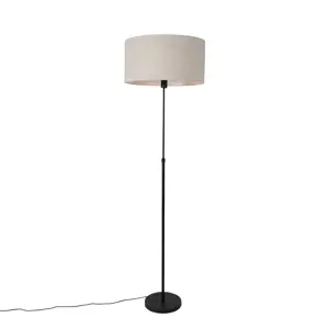 Stojací lampa černá nastavitelná se stínidlem světle šedá 50 cm - Parte