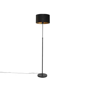 Stojací lampa černá s velurovým odstínem černá se zlatem 35 cm - Parte