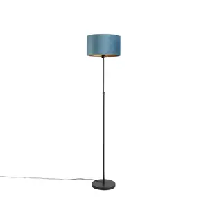 Stojací lampa černá s velurovým odstínem modrá se zlatem 35 cm - Parte