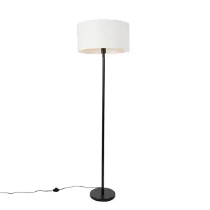 Stojací lampa černá se stínidlem bílá 50 cm - Simplo