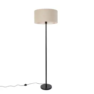 Stojací lampa černá se stínidlem světle hnědá 50 cm - Simplo