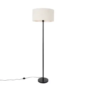 Stojací lampa černá se stínidlem světle šedá 50 cm - Simplo