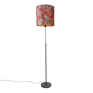 Stojací lampa černý odstín páv design červená 40 cm - Parte