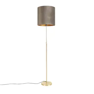 Stojací lampa zlatá / mosaz se sametovým odstínem taupe 40/40 cm - Parte