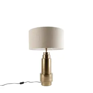 Stolní lampa bronzová splátěným stínítkem světle hnědým 50 cm - Bruut