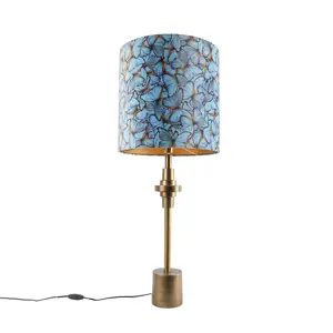 Stolní lampa bronzový sametový odstín motýl design 40 cm - Diverso