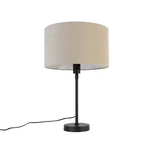 Stolní lampa černá nastavitelná se stínidlem světle hnědá 35 cm - Parte